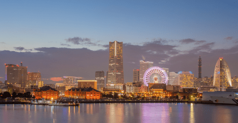 Skyline van Yokohama.