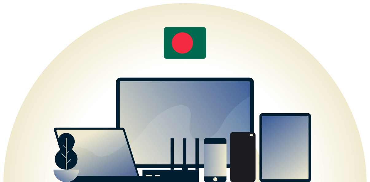 VPN dla Bangladeszu chroniący r&oacute;żne urządzenia.