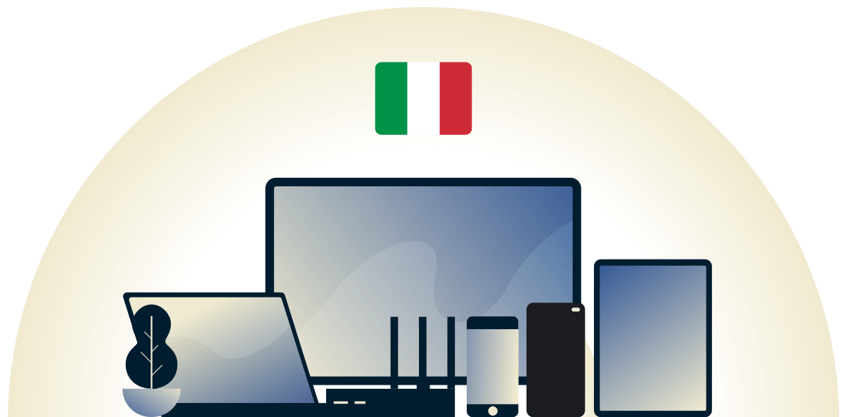 Itali&euml; VPN beschermt een verscheidenheid van apparaten.