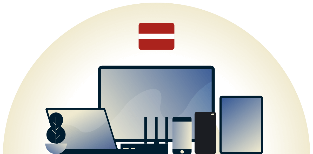 Una VPN en Letonia protegiendo una gran variedad de dispositivos.